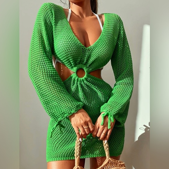 Other - Beachwear Green Knitted Cover Up Dress